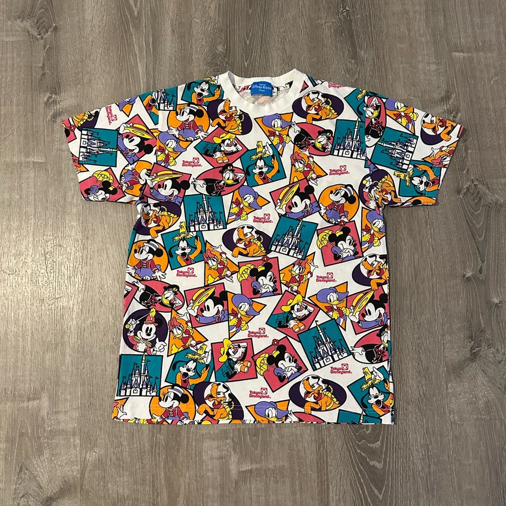 Disneyland Tokyo Resort Women Medium Crew Neck Short Sleeve Casual‎ Cotton Shirt